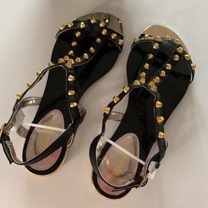 Gold Studs Tear Drop Slingback Sandal